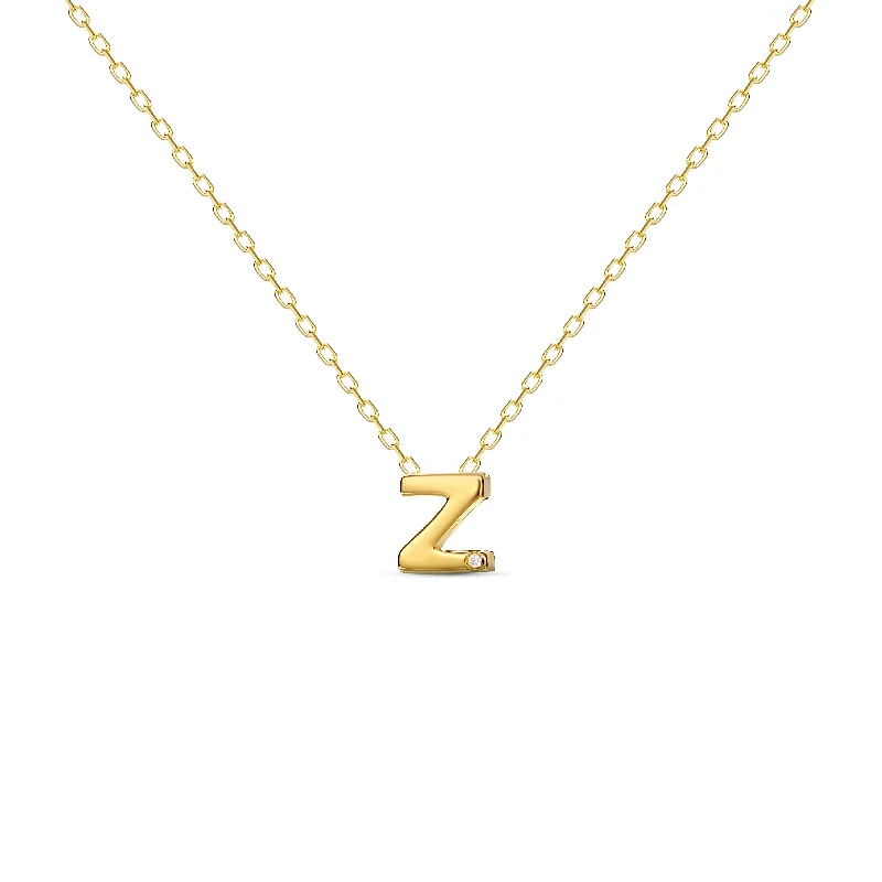 Designer Necklace for Fashion Lovers-Diamond Letter Necklace "Z" - 18 karat gold vermeil on sterling silver, diamond 0.01 carat