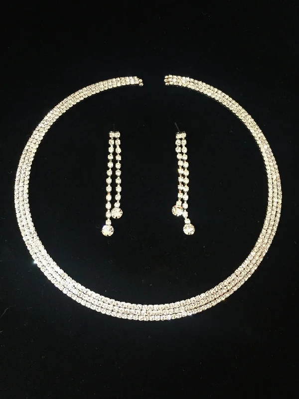 Sapphire Necklace for Special Events-CZ Necklace & Earrings Set