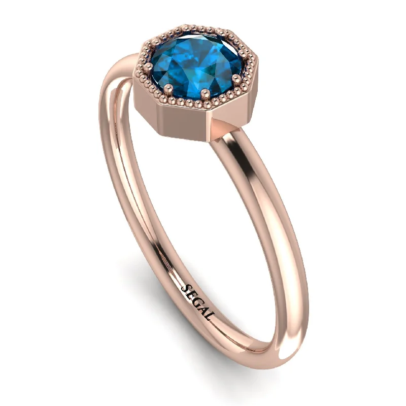 Sapphire Engagement Ring for Women-Solitaire Vintage Blue Topaz Ring - Delilah No. 502