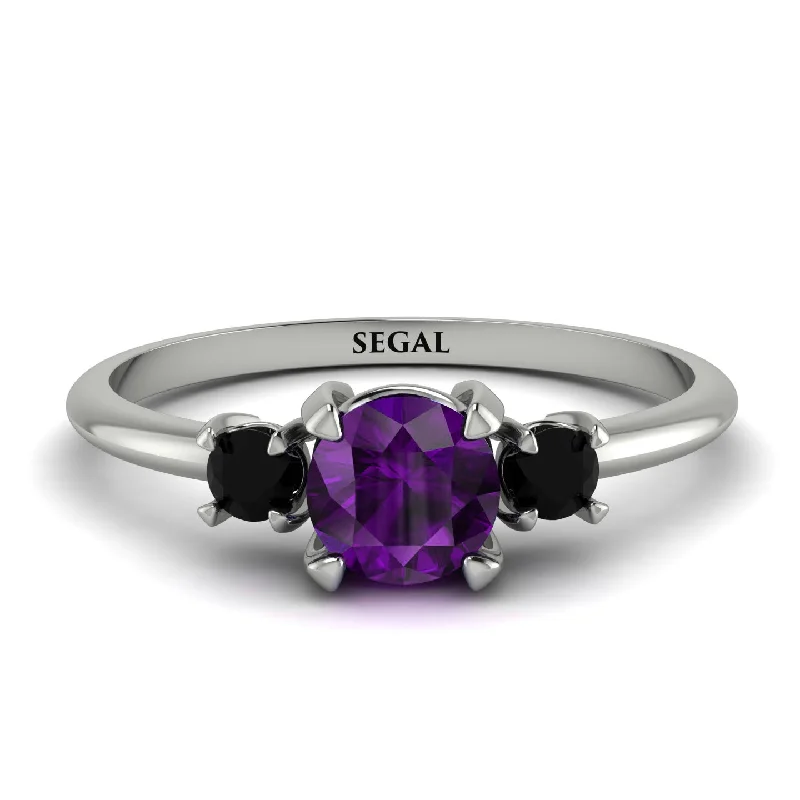 Custom Birthstone Ring for Fashion-Classic Three Stone Amethyst Engagement Ring - Valentina No. 309