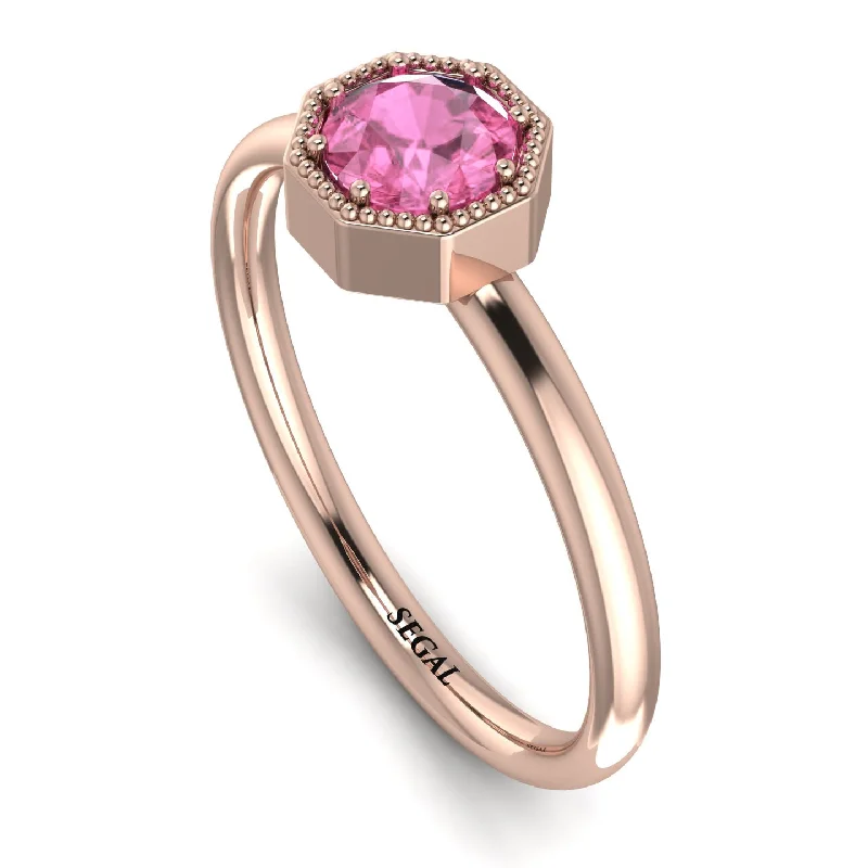 Custom Engagement Ring with Diamonds-Solitaire Vintage Pink Moissanite Ring - Delilah No. 802