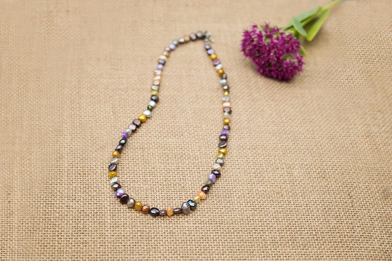 Vintage Style Chain Necklace-Multicolor Pearl Necklace