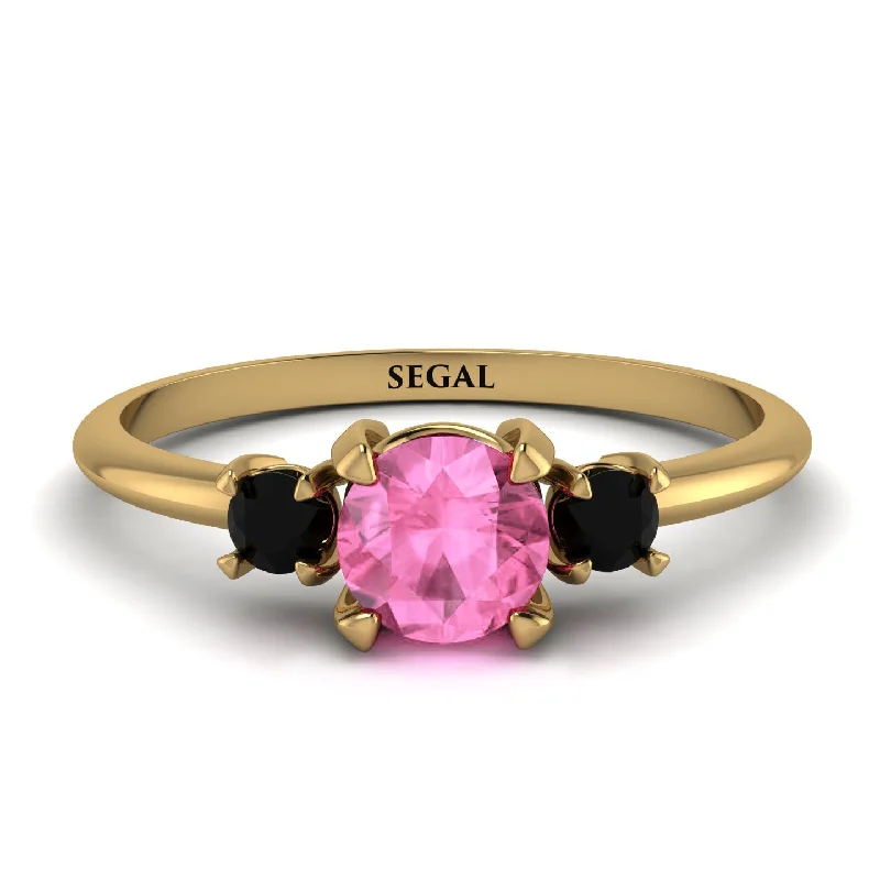 Personalized Name Ring-Classic Three Stone Pink Moissanite Engagement Ring - Valentina No. 807