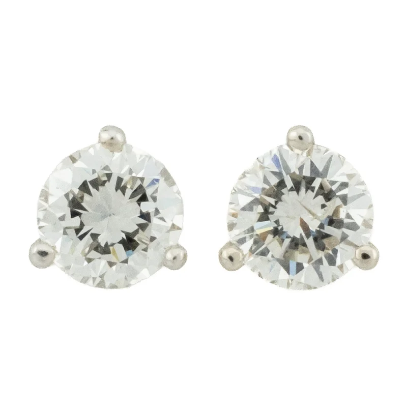 Casual Earrings for Summer Looks-0.90ctw Round Diamond Solitaire Stud Earrings in 14K White Gold