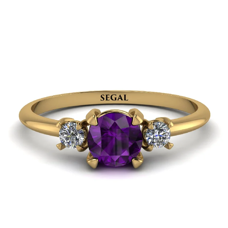 Customizable Gemstone Ring for Women-Classic Three Stone Amethyst Engagement Ring - Valentina No. 301