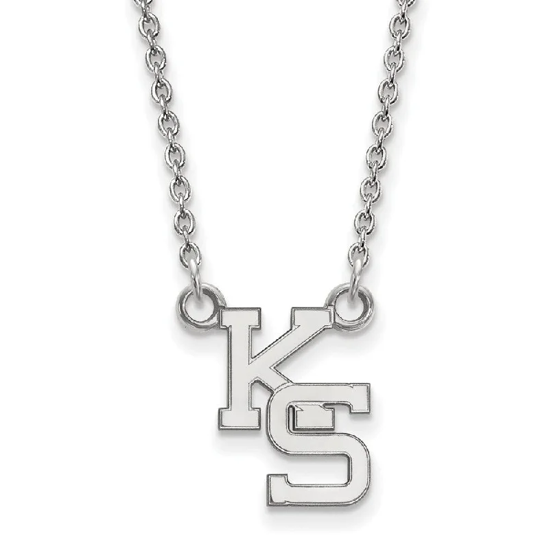 Simple Gold Chain Necklace for Women-14k White Gold Kansas State Small Pendant Necklace