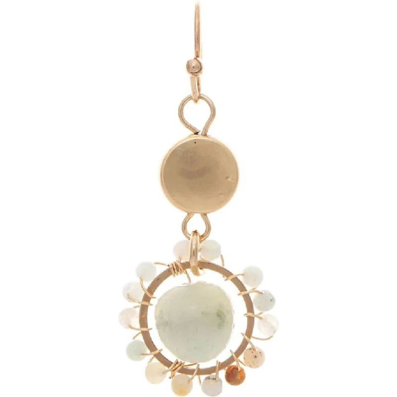 Classic Earrings for Every Occasion-Rain :Gold Amazonite Bead Wrap Flower Earring