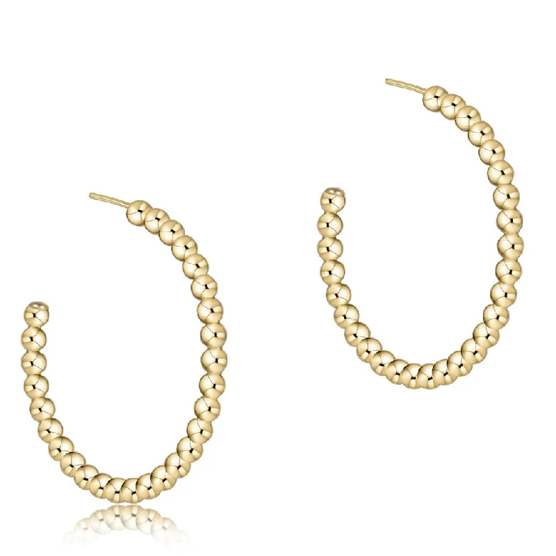 Luxury Silver Earrings for Women-enewton design :  Beaded classic 1.25" post hoop - 3mm gold