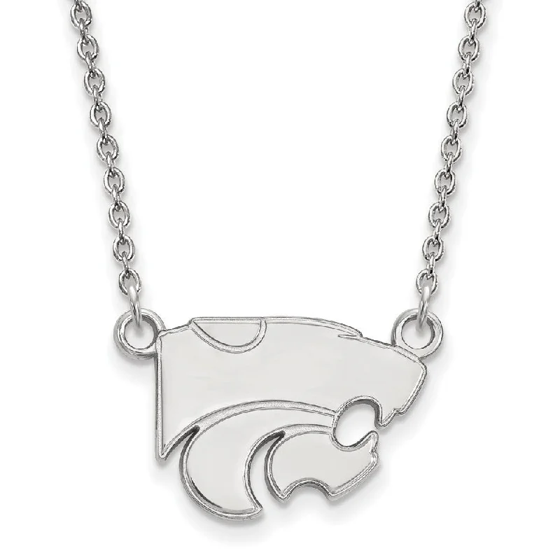 Custom Gold Necklace for Unique Style-Sterling Silver Kansas State Small Wildcat Pendant Necklace