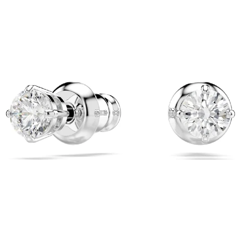 Unique Gem Earrings for Fashion-Swarovski : Attract Stud Earrings- Round CZ in White