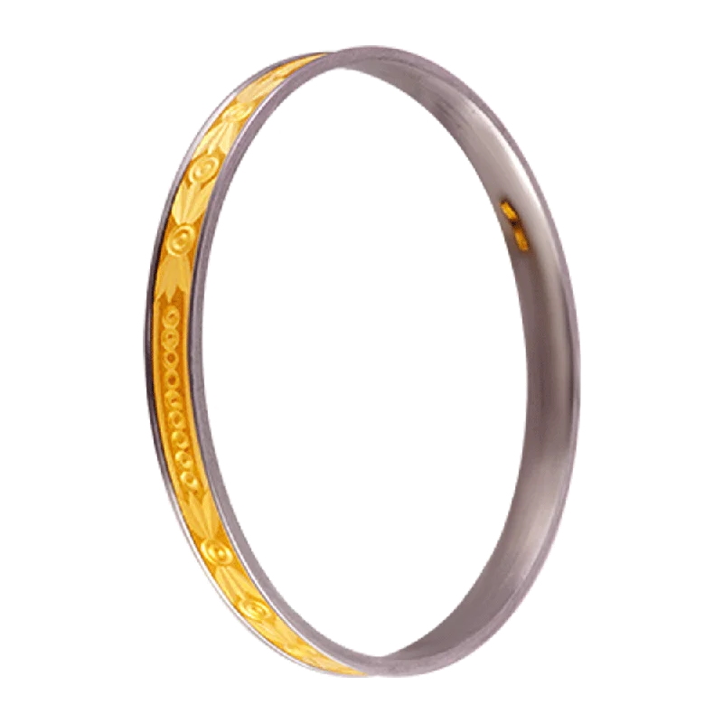 Custom Silver Bangles with Precious Stones-22KT Yellow Gold Loha Bangle For Women