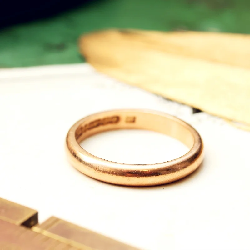 Stackable Rings for Women-Vintage Date 1943 'Utility' Rose Gold Wedding Ring