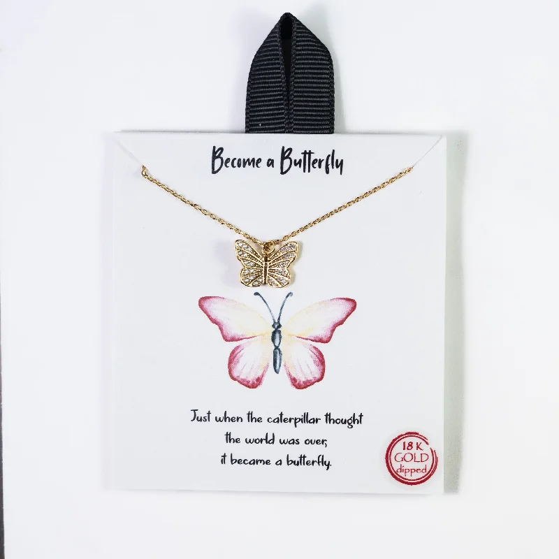 Bold Fashion Necklace for Evening Events-Become A Butterfly Necklace