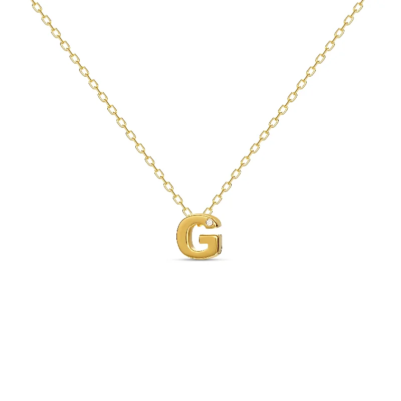 Fashion Necklace for Young Women-Diamond Letter Necklace "G" - 18 karat gold vermeil on sterling silver, diamond 0.01 carat