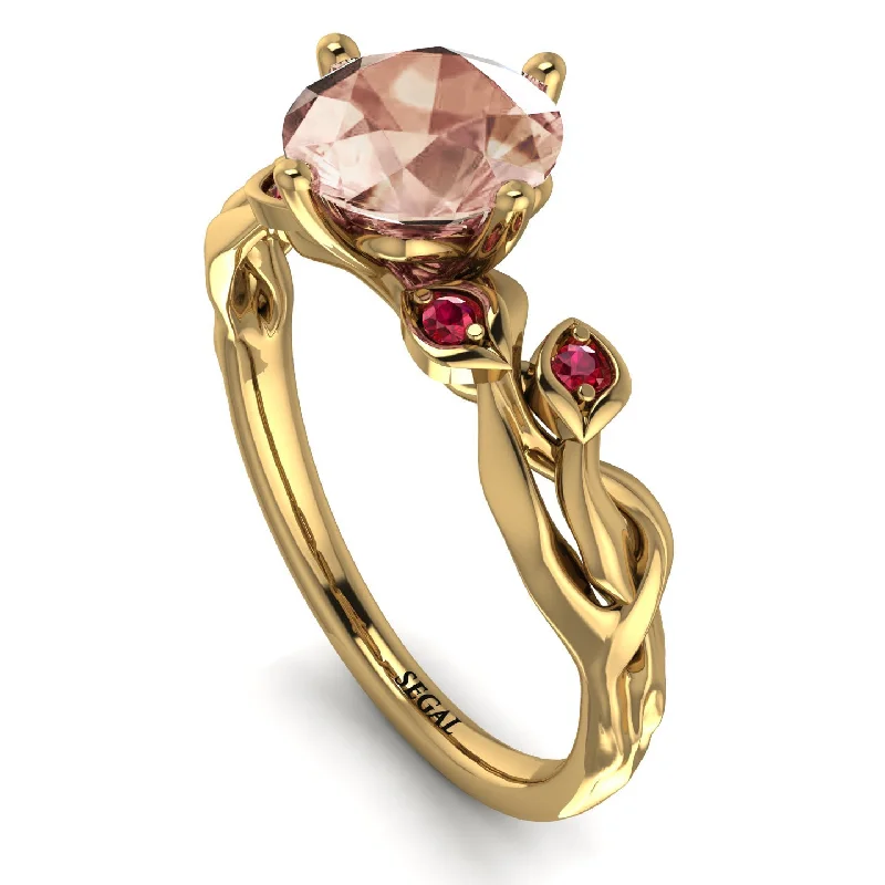 Chunky Statement Ring for Women-14K Gold Radiant Morganite Flower Harmony Ring - Autumn No. 910