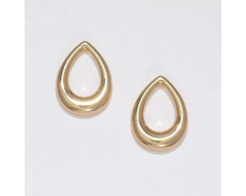 Customizable Gold Earrings-Periwinkle by Barlow : Gold open Teardrops - Earrings