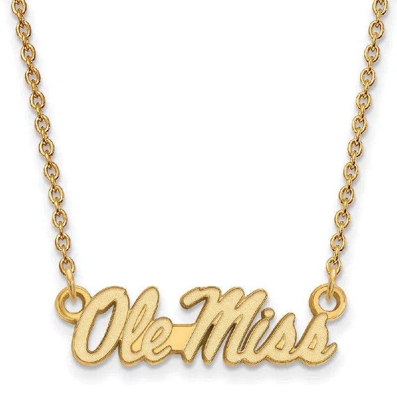 Diamond Necklace for Wedding-14k Yellow Gold U of Mississippi Sm Ole Miss Script Necklace