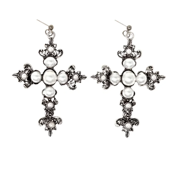 Small Drop Earrings for Casual Style-Pearl Cross Earrings