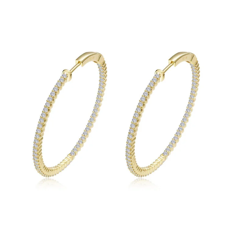 Long Silver Earrings-35 mm Hoop Earrings