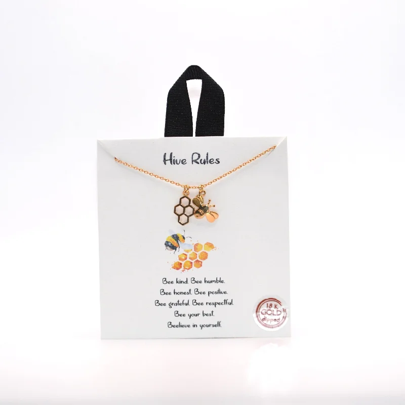 Handcrafted Pendant Necklace for Gifts-Hive Rules Necklace