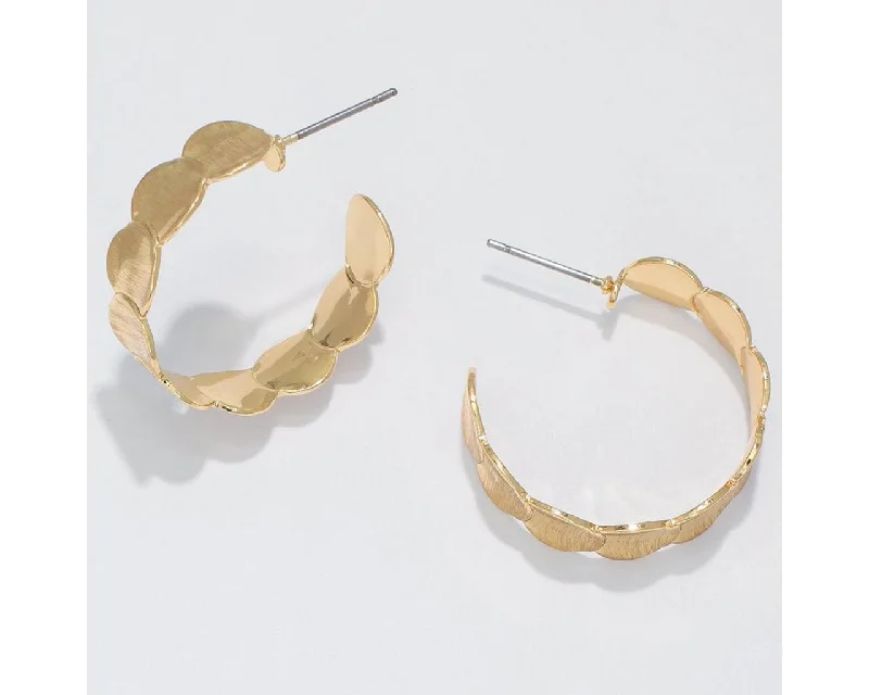 Colorful Hoop Earrings for Casual Look-Periwinkle by Barlow : Brushed Lovely Gold Hoops - Earrings