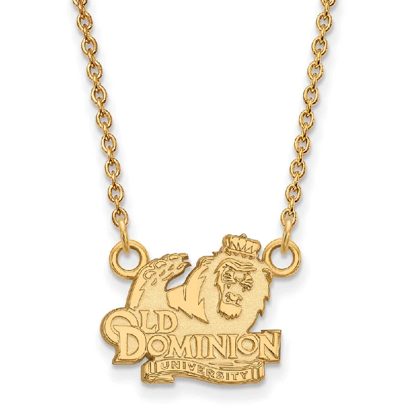 Personalized Necklace with Charm-14k Gold Plated Silver Old Dominion U Small Pendant Necklace