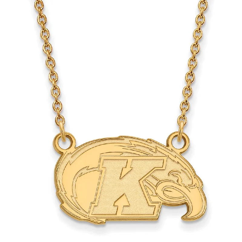 Large Pendant Necklace for Fashion Statement-14k Gold Plated Silver Kent State Small Pendant Necklace