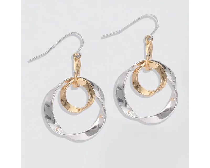 Chic Pearl Earrings for Dinner Parties-Periwinkle by Barlow : Two-tone twisted Rings earwire backs- Earrings