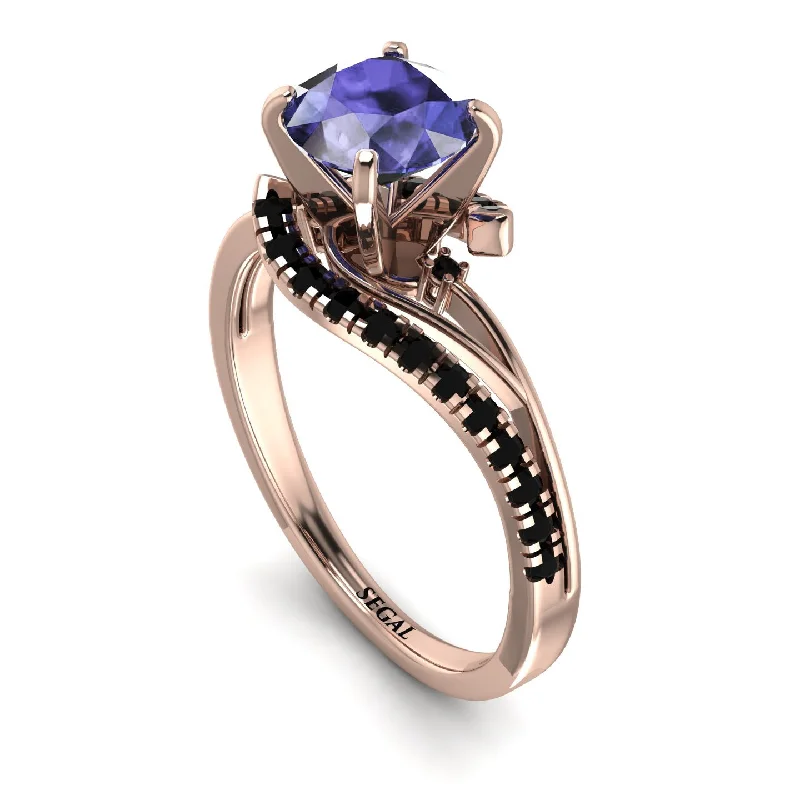 Classic Ruby Ring for Engagement-Twist Shank Tanzanite Engagement Ring - Maria No. 208