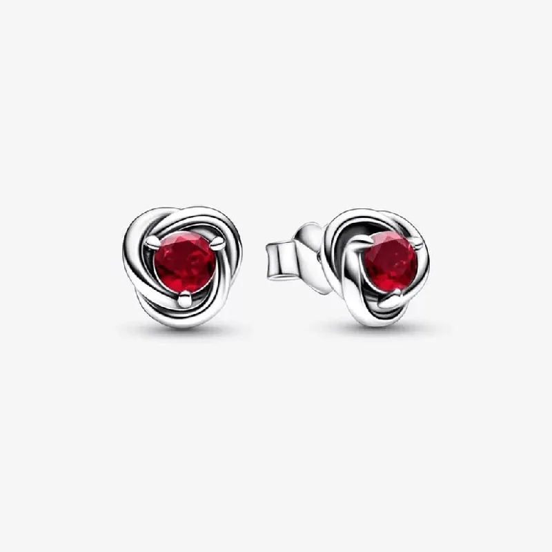 Long Silver Earrings-PANDORA : July True Red Eternity Circle Stud Earrings