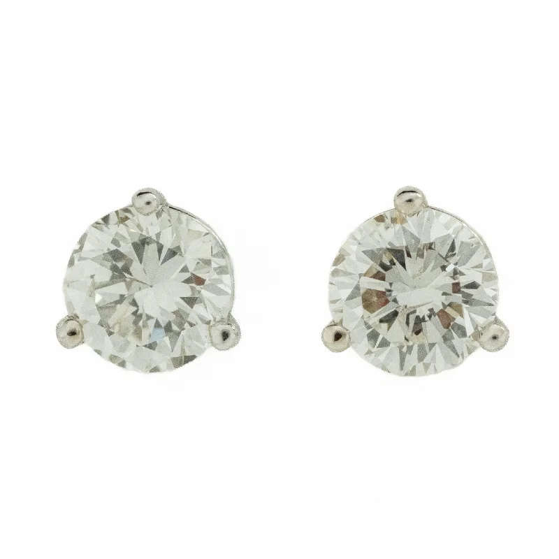 Trendy Earrings for Special Occasions-0.90ctw Round Diamond Solitaire Stud Earrings in 14K White Gold