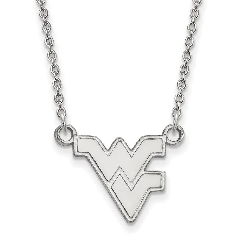 Sterling Silver Necklace with Pendant-14k White Gold West Virginia U Small Pendant Necklace