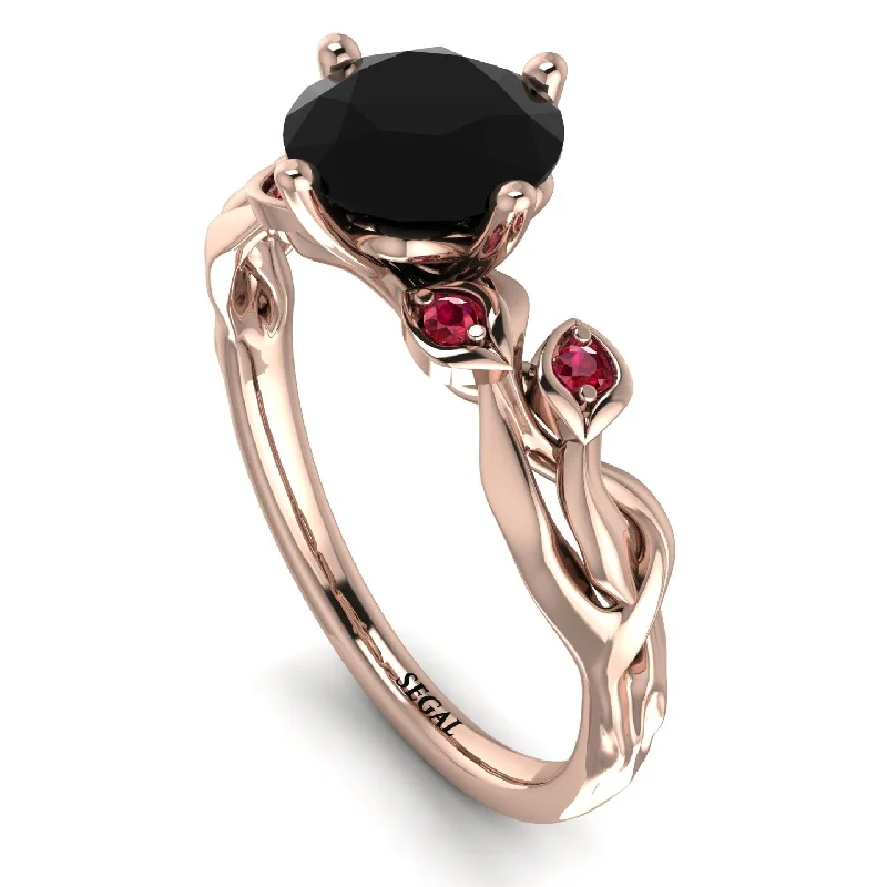 Multi-Stone Ring for Fashion Lovers-14K Gold Radiant Black Diamond Flower Harmony Ring - Autumn No. 53