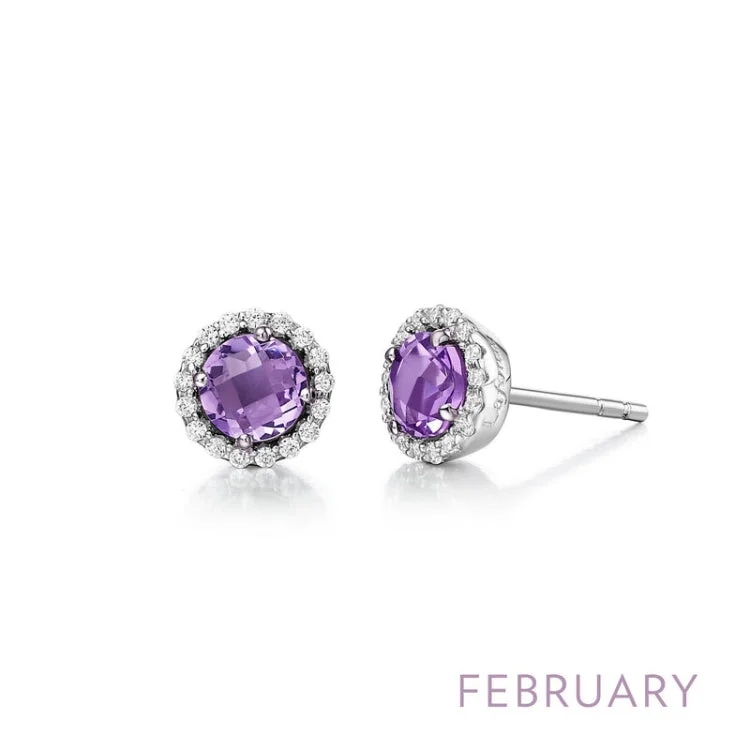 Modern Gold Earrings-February Birthstone Earrings