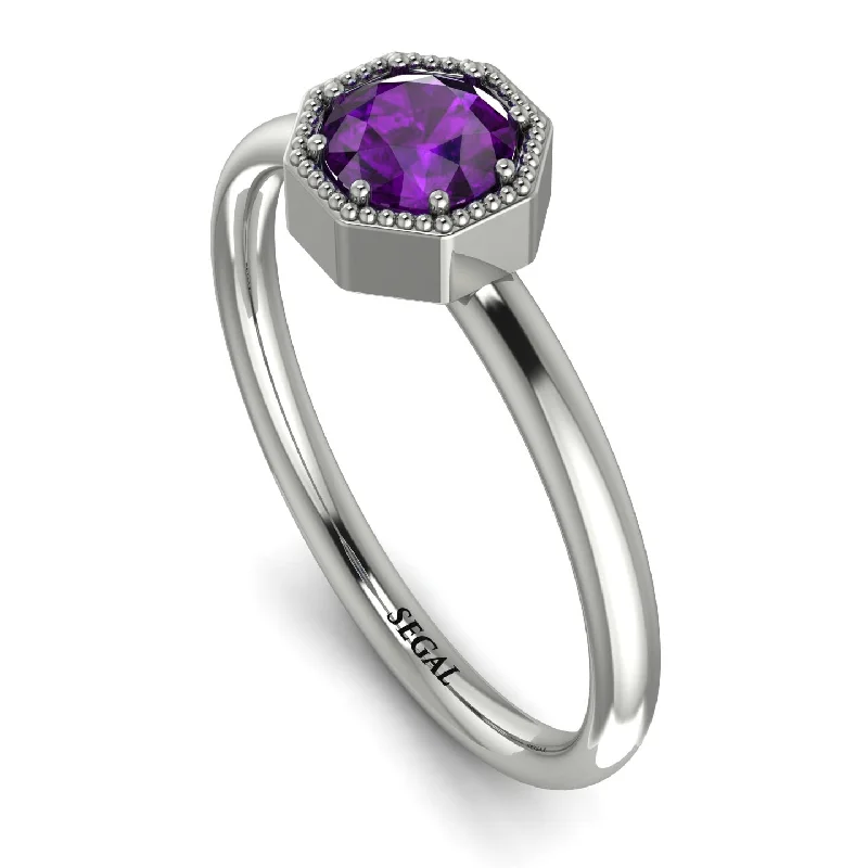 Classic Engagement Ring for Women-Solitaire Vintage Amethyst Ring - Delilah No. 303