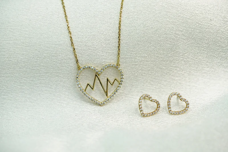 Stylish Necklace for Daily Wear-14k Heart Necklace and FREE Earring