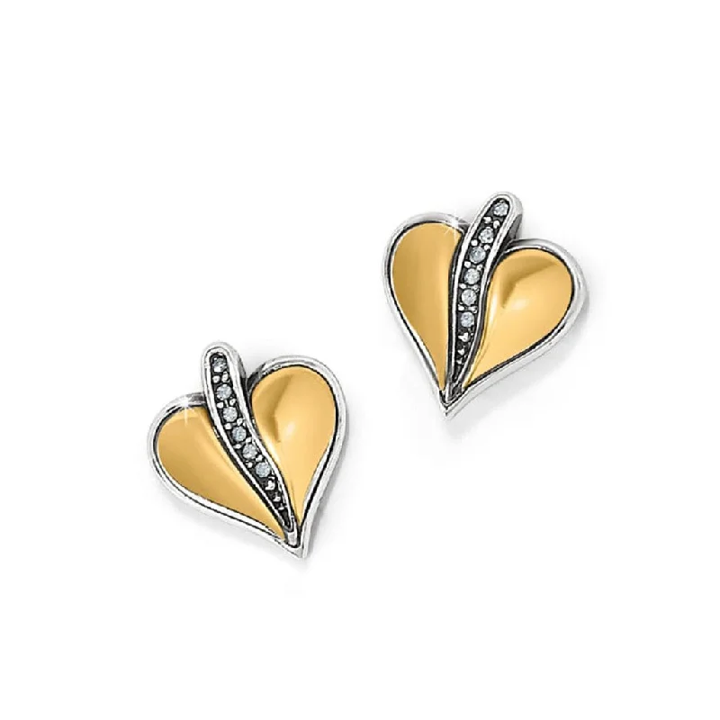 Fashionable Earrings for Parties-Brighton : Precious Heart Two Tone Post Earrings