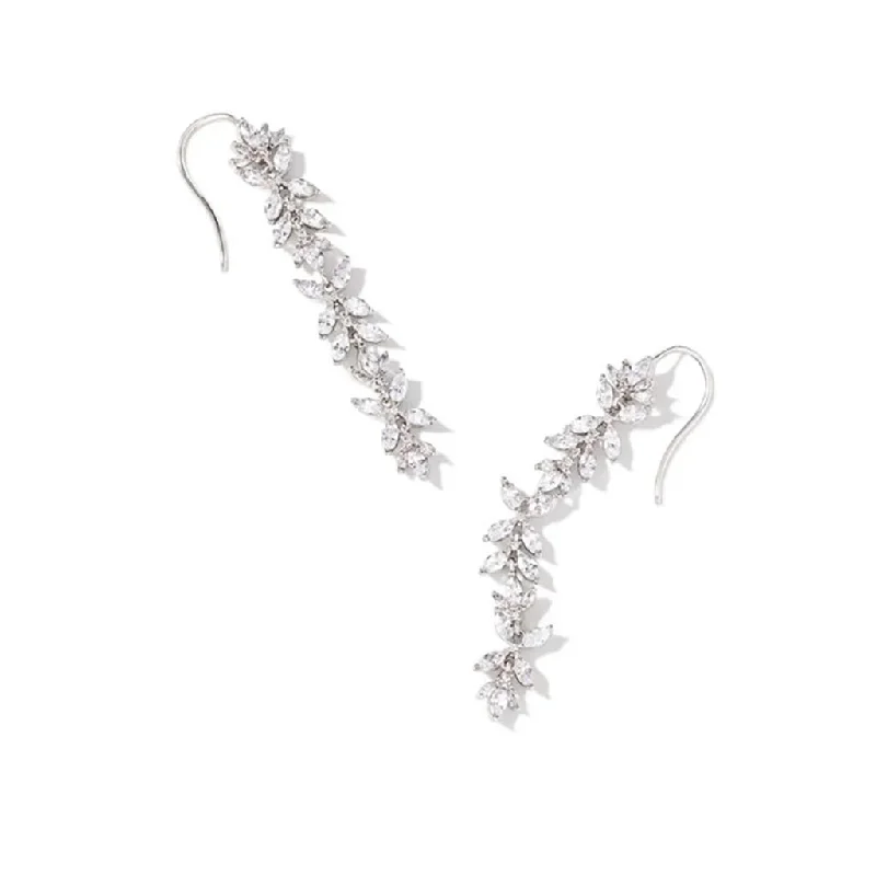 Dazzling Drop Earrings for Formal Wear-Kendra Scott : Rosalie Linear Earrings in White Crystal - Silver