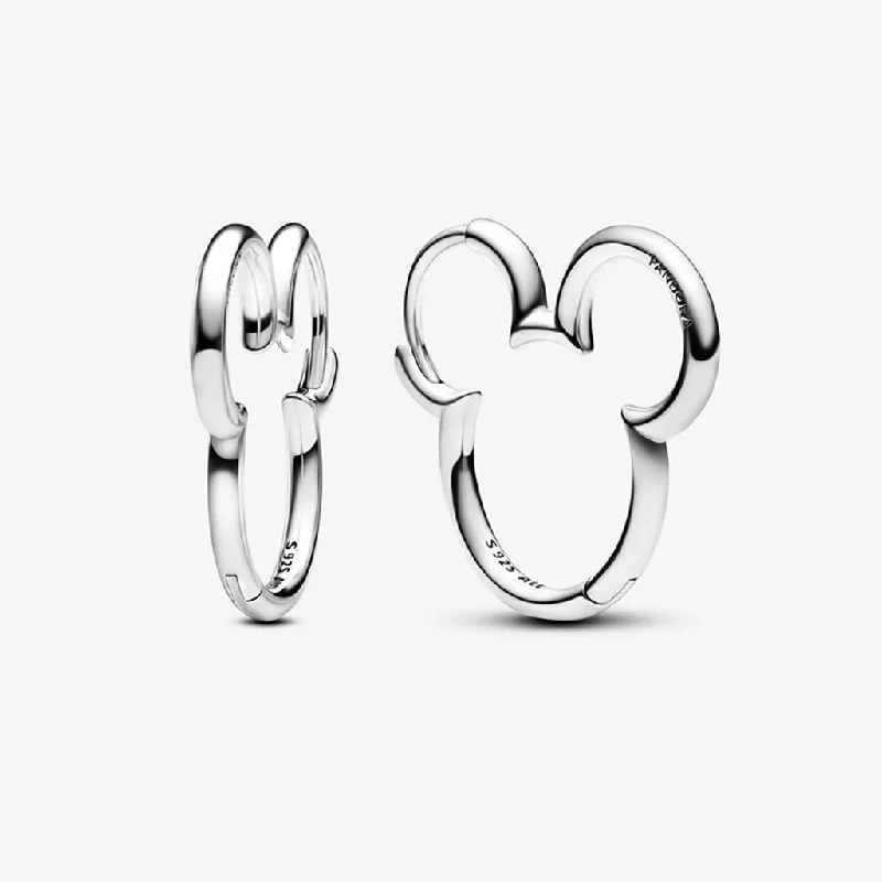 Beautiful Earrings for Weddings-PANDORA : Disney Mickey Mouse Silhouette Hoop Earrings