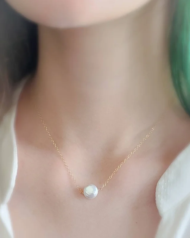 Elegant Chain Necklace for Weddings-Coin Pearl Necklace