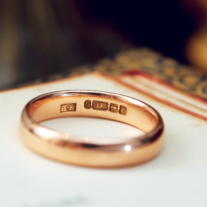 Unique Wedding Ring for Couples-Date 1930 9ct Rose Gold Wedding Band