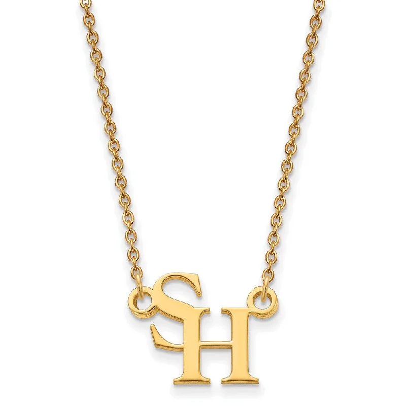 Black Necklace for Fashionable Women-14k Gold Plated Silver Sam Houston State Small Pendant Necklace