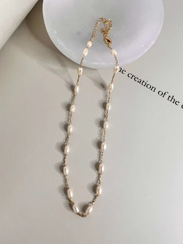 Layered Gold Necklace for Trendy Look-Velani Dainty Pearl Necklace