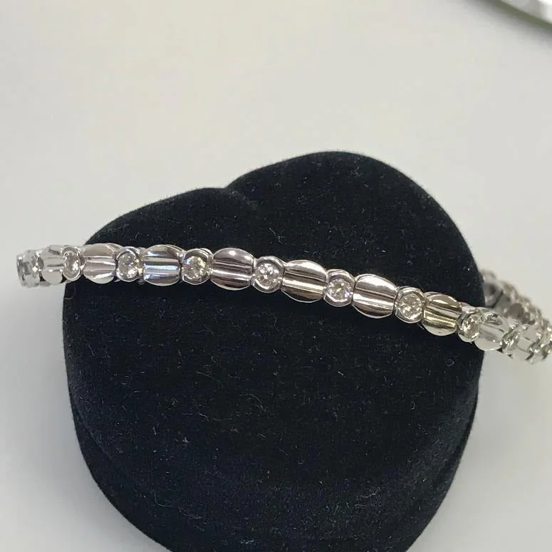 Custom Bracelet for Your Loved One-Ladies 14 Karat White Gold Classic Diamond Tennis Design Bracelet