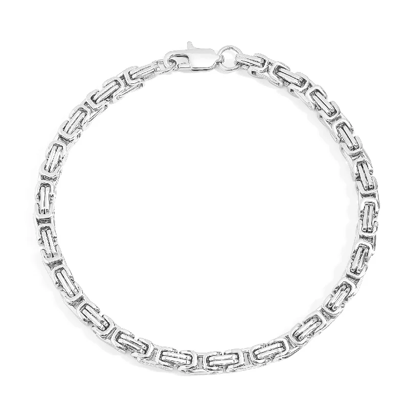 Customizable Silver Bracelet for Women-Stainless Steel Byzantine Chain Bracelet / BRJ9087