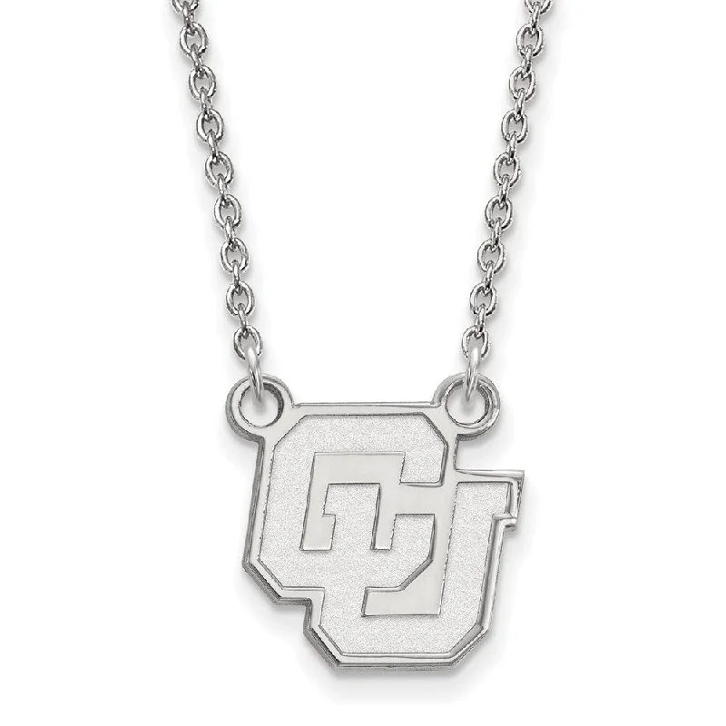 Beautiful Necklace for Evening Party-14k White Gold U of Colorado Small Pendant Necklace