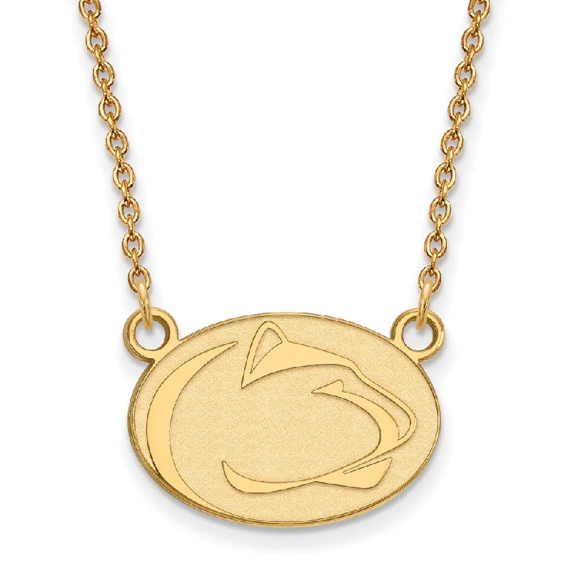 Leather Necklace for Casual Look-14k Yellow Gold Penn State Small Pendant Necklace