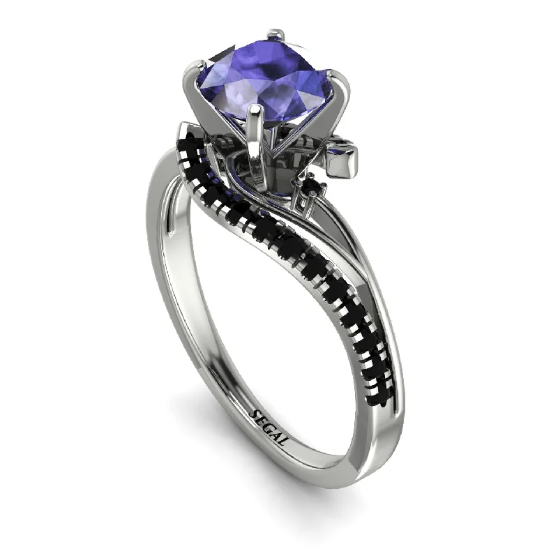 Simple Wedding Ring for Men and Women-Twist Shank Tanzanite Engagement Ring - Maria No. 209