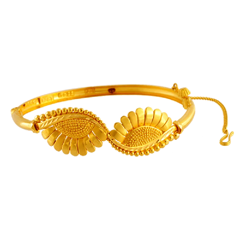 Gold Bangles with Diamond Detailing-22KT Yellow Gold Bangle For Women