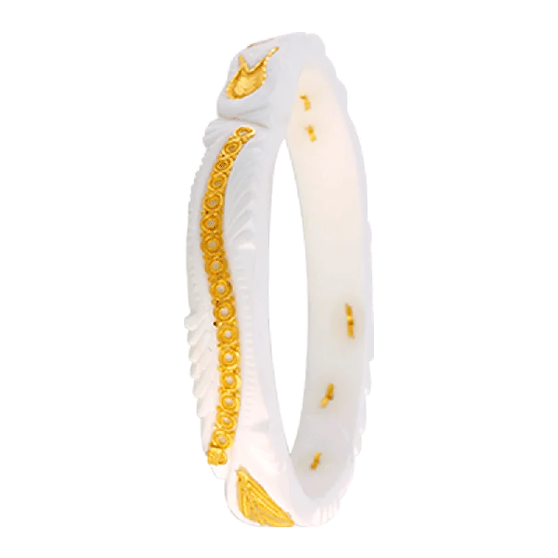 Silver Bangles with Floral Design-22KT Yellow Gold Sankha Bangle For Women